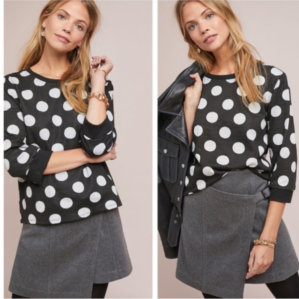 Blue tassel for Anthropologie 3/4‎ sleeve polka top. NWOT . Retail 118